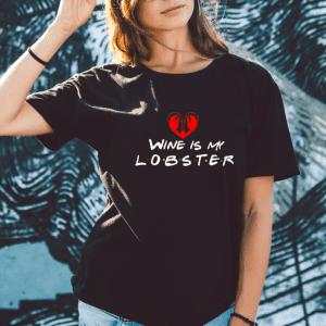 Female wearing a graphic statement tee