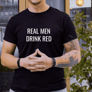 Man wearing a black statement tee