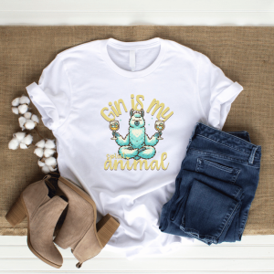 white gin is my spirit animal ladies cut tee displayed with a know
