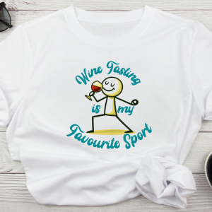 Graphic wine is my favourite sport graphic tee white ladies displayed