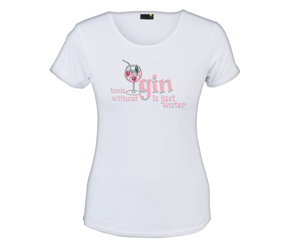 white tonic without gin is just water graphic tee displayed