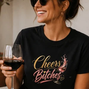 wine-Ot Cheers Bitches Tee | Wine Themed Tee | Wine T-Shirt