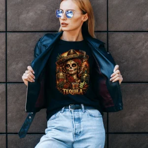 Wine-Ot Mexican Skull T-Shirt Black | Tequila Themed T-shirt | Wine-Ot Tee's
