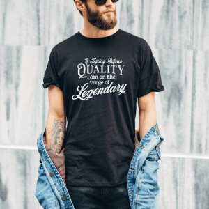 Man wearing Graphic Text t-shirt ageing like a legend