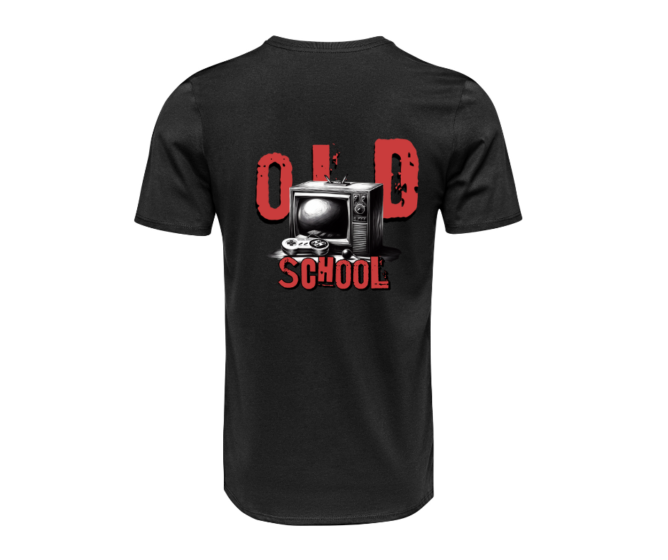 black graphic old school tee back
