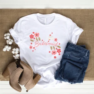 Wine-to Floral & Fizz Bridesmaid Tee | Bridesmaid shirt | bride squad tshirt