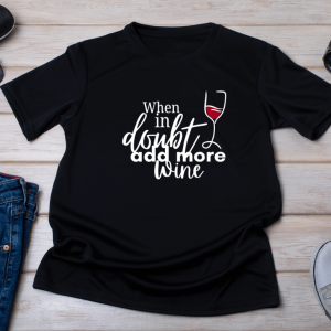 π· When in Doubt, Add More Wine Black Unisex Cut Large