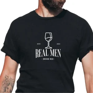 Wine-Ot Real Men Drink Red Tee | Mens Wine T-Shirt | Wine-Ot Tee