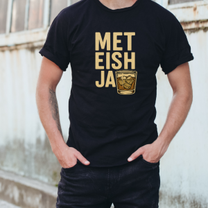 black tee with met eish ja