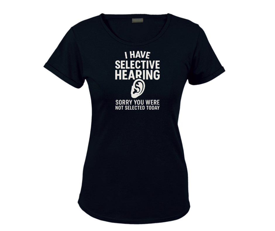 black selective hearing tee ladies