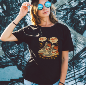 black tekkies and slang tee