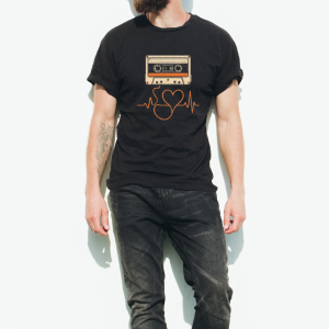 black oldschool cassette tee unisex