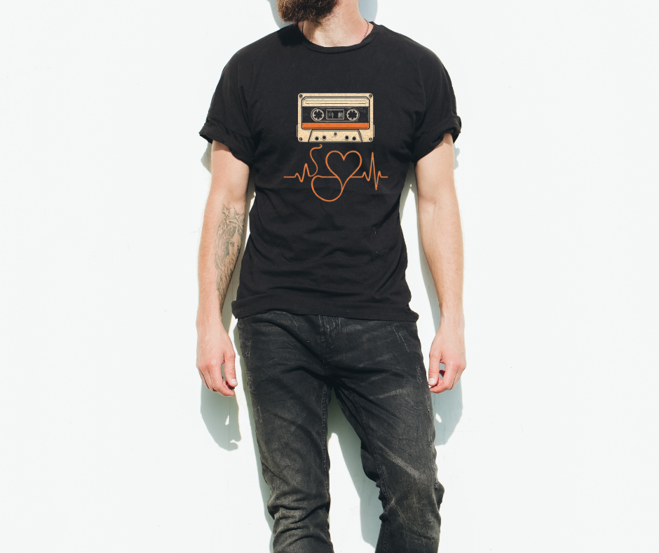 black oldschool cassette tee unisex