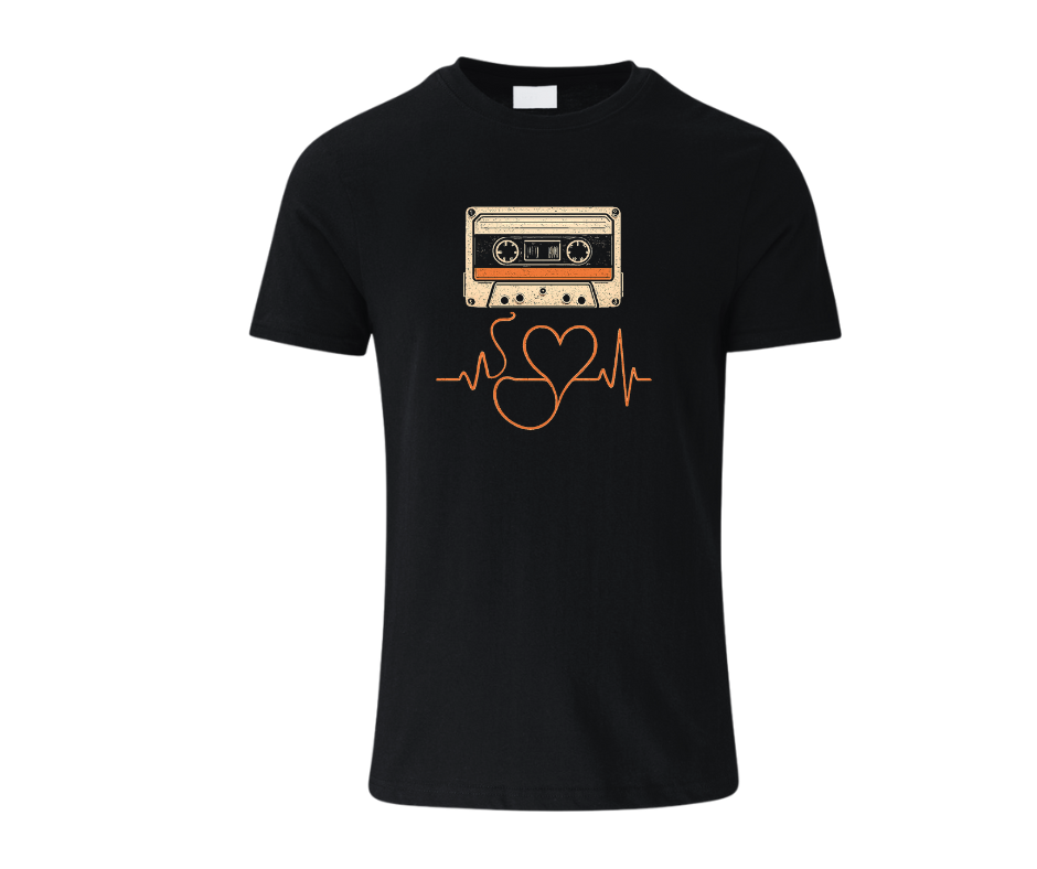 black oldschool cassette tee unisex