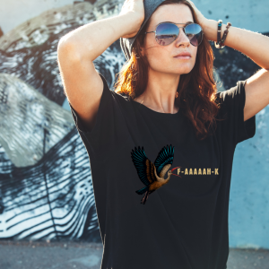 lady wearing a black hadida graphic tee