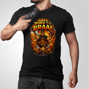 Wine-Ot Born To Braai Graphic T-Shirt | Braai Themed T-shirts | Wine-Ot T-Shirt