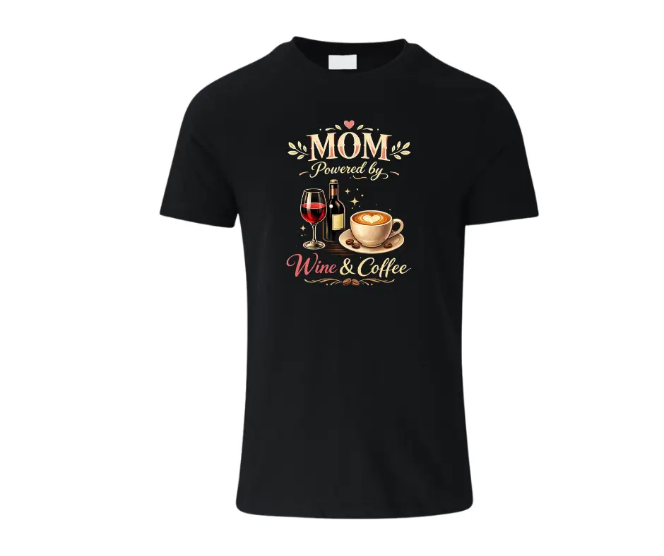 Wine-Ot Mom Powered by Wine & Coffee T-Shirt | Mom's Tee | Mothersday T-Shirt Uni