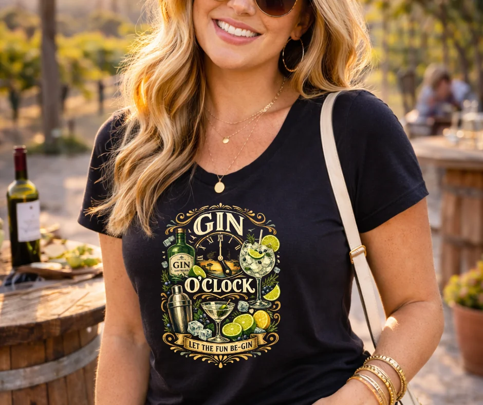 Wine-Ot It's Gin O'clock Somewhere | Gin Tee | Gin Themed Tee
