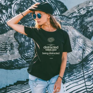 Wine-Ot “I Got Distracted Thinking About Being Distracted Again” Funny ADHD T-Shirt | ADHD T-Shirt | Funny Tee