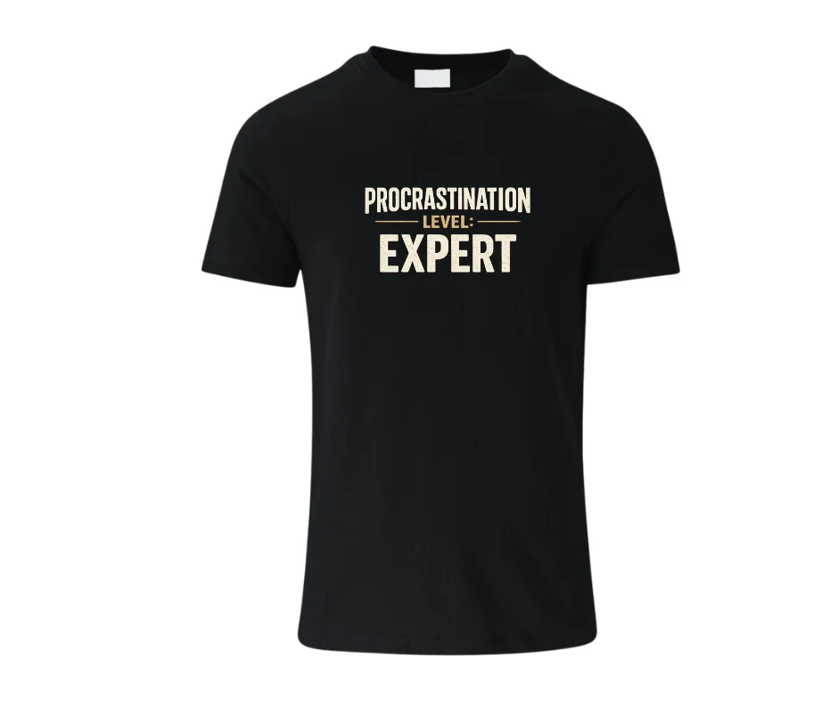 Wine-Ot Procrastination Level: Expert Funny Graphic T-Shirt | ADHD Tee | Humorous Tee
