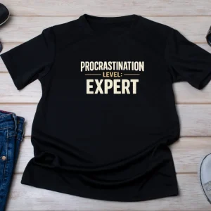 Wine-Ot Procrastination Level: Expert Funny Graphic T-Shirt | ADHD Tee | Humorous Tee