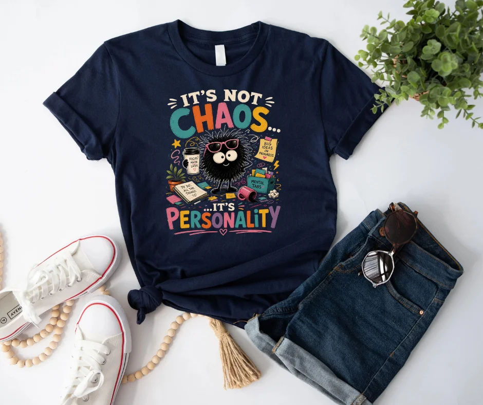 Wine-Ot It’s Not Chaos, It’s Personality Funny ADHD Graphic T-Shir | ADHD T-Shirt | Chaos Tee