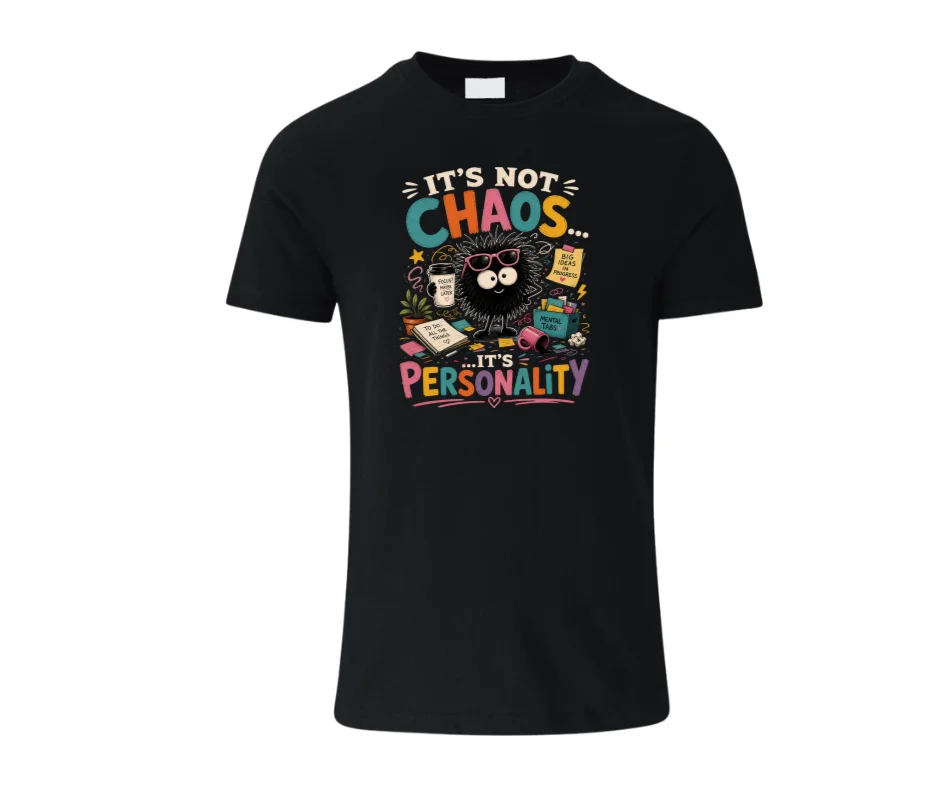 Wine-Ot It’s Not Chaos, It’s Personality Funny ADHD Graphic T-Shir | ADHD T-Shirt | Chaos Tee