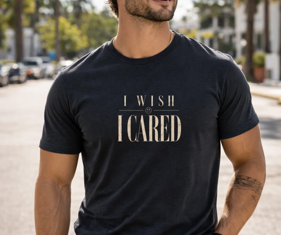 “I Wish I Cared” Funny Sarcastic T-Shirt | Passive Aggressive Tee | Unfiltered Energy