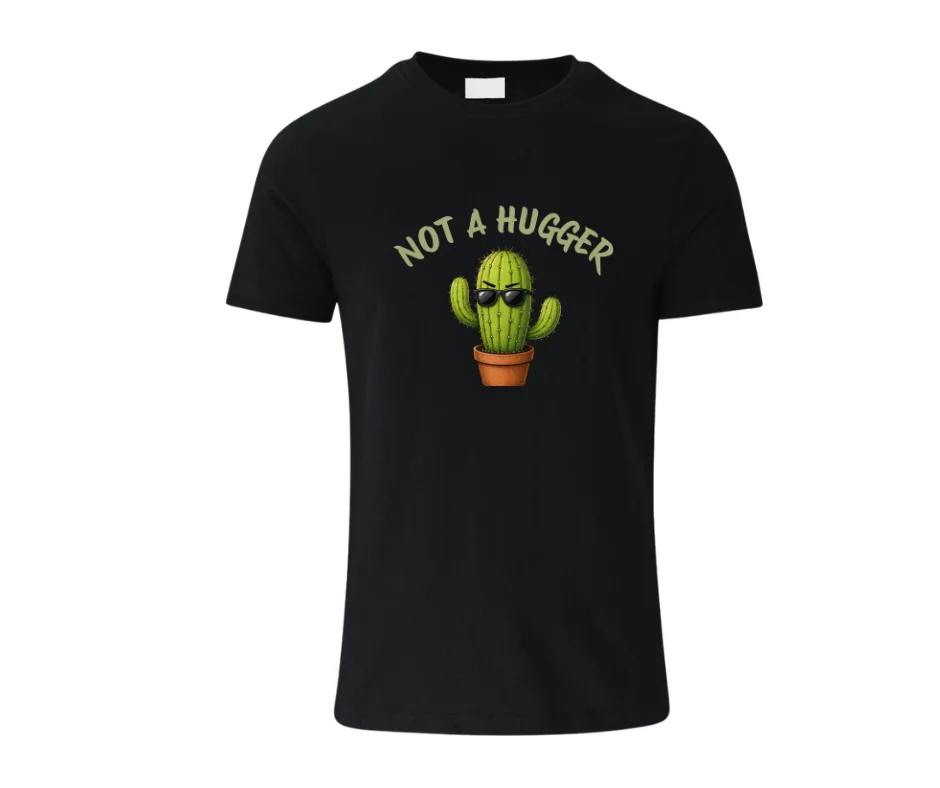 Wine-Ot “Not A Hugger” Funny Cactus T-Shirt | Passive Aggressive Tee | Unfiltered Energy