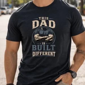 wine-Ot This Dad Is Built Different T-Shirt | Fathers day tee | Dad Tee